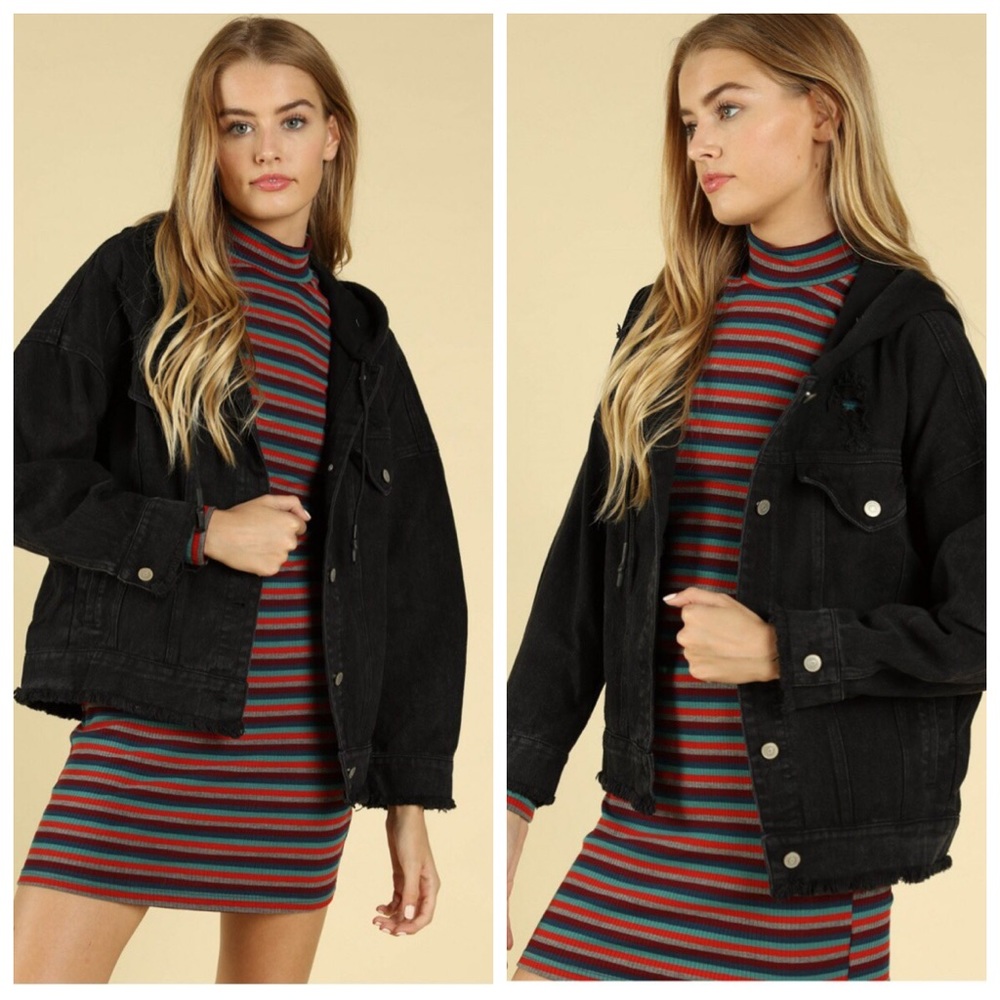 🆕Denim hooded jacket in vintage black - Picture 2 of 3